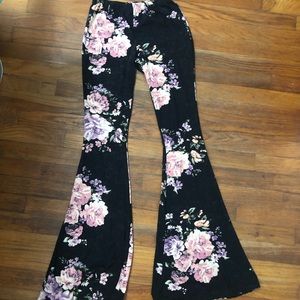 Floral bell bottom stretchy pants